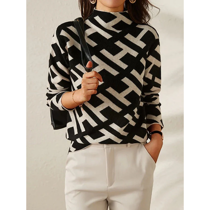 Lily Elegant, Geometric, Comfortable Sweater — styled shot