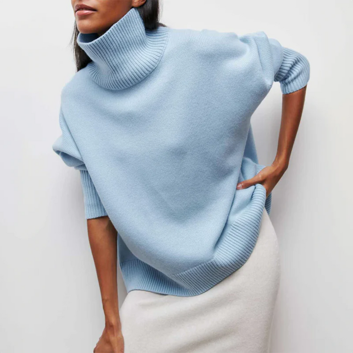 Amelia Elegant Knit Turtleneck Sweater — styled shot