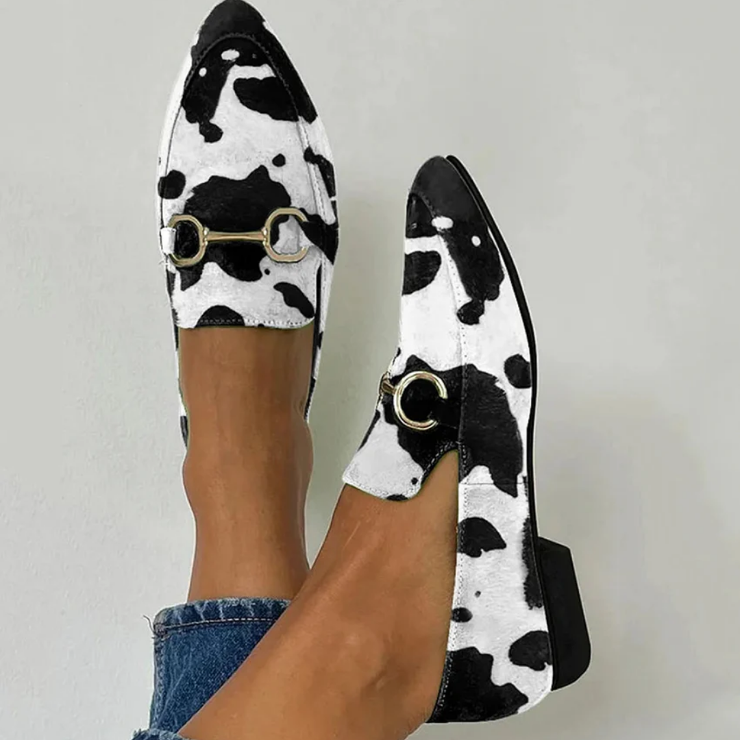 Diana Printed Buckle Detail Loafers — front view