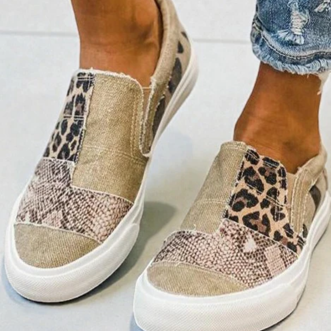 Quinny Leopard Print Canvas Shoes — front view