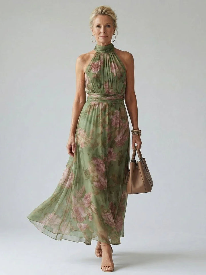 Aria Botanical Elegance Dress Red — front view