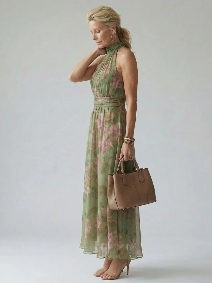 Aria Botanical Elegance Dress Red — back view