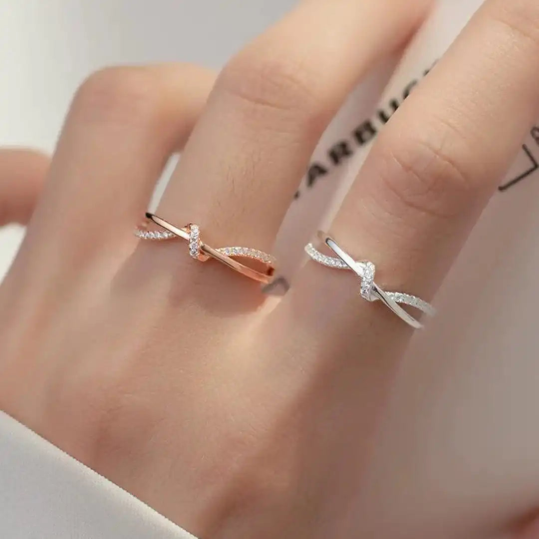 Main shot of the sterling silver cross knot ring