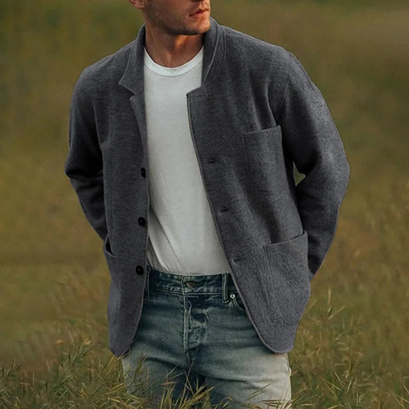 Men Woolen Coat Stand Collar