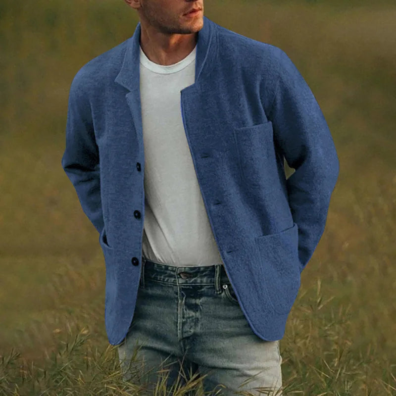 Men Woolen Coat Stand Collar
