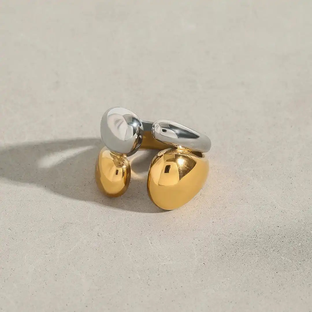 Ring worn on a model's hand