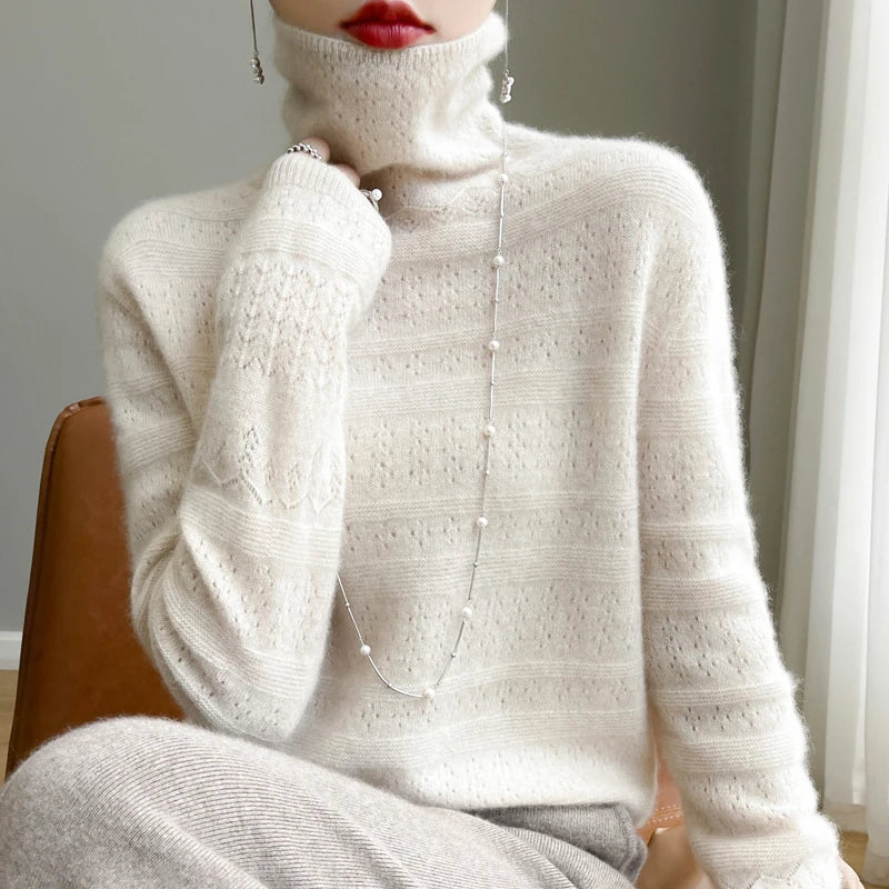 Aria Soft Premium Turtleneck Sweater — back view