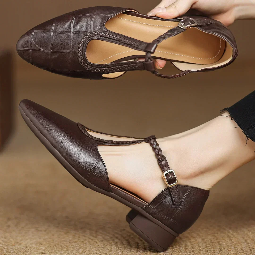 Clara Orthopedic Leather Mary Jane Shoes — back view
