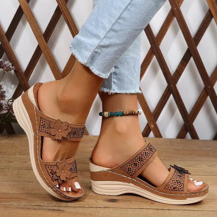 Mia Orthopedic Wedge Sandals — back view