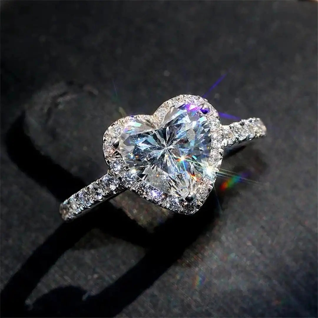 Main shot of the silver heart zirconia ring