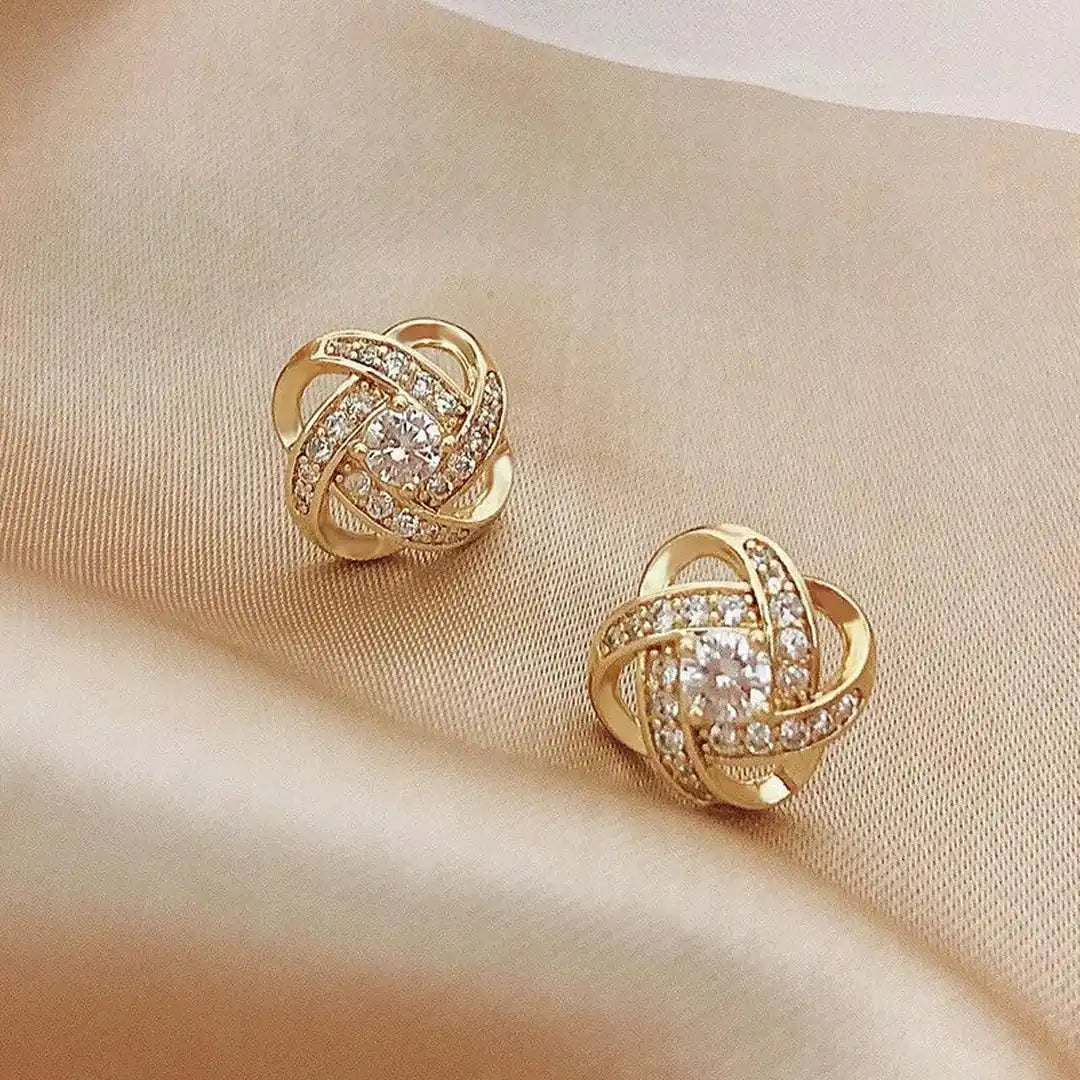 Main shot of the zircon knot stud earrings