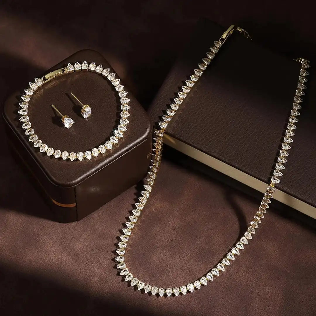 Earrings worn on a model's ear