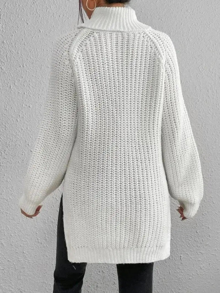 Mia Comfortable Turtleneck Long Sweater — back view
