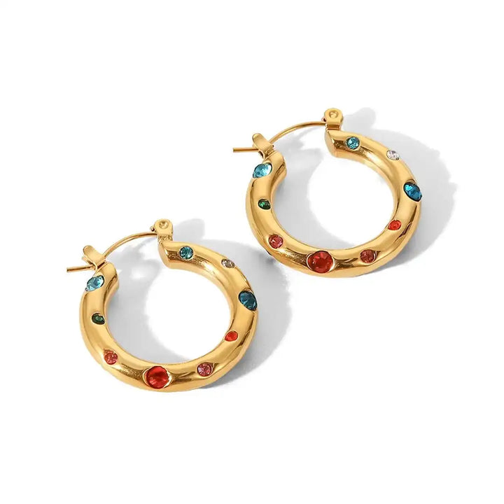 Lifestyle shot of the earrings styled with an outfit