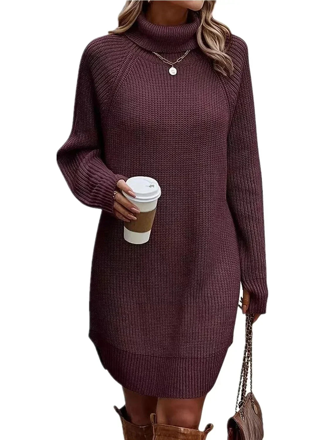 Scarlett cozy winter dress – front full-length view women's style