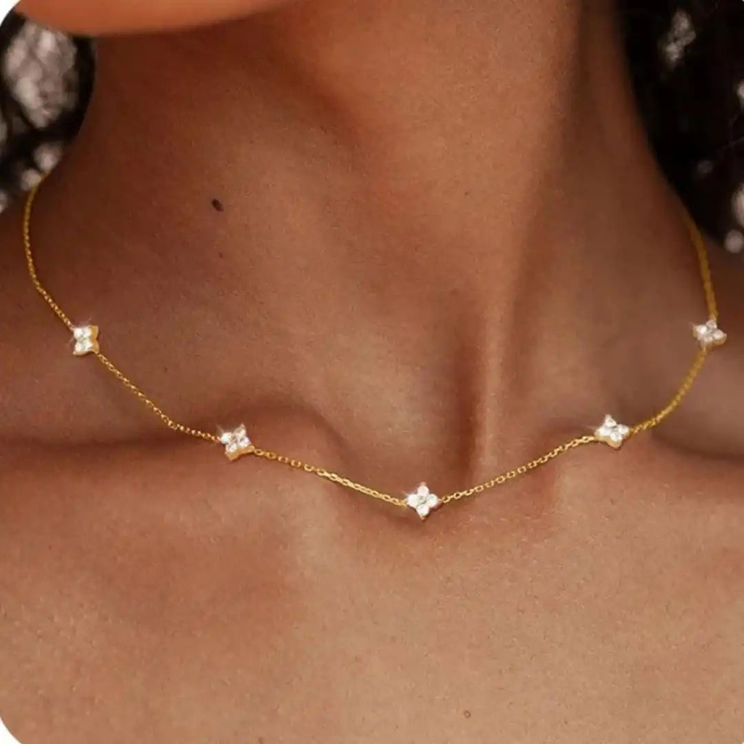 Main shot of the flower zirconia necklace