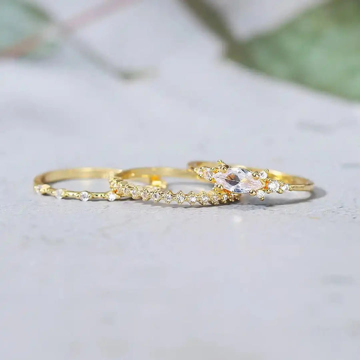 Set worn stacked on a model's hand
