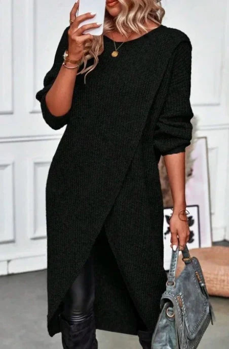 Diane cozy draped knit dress – front full-length view women's style