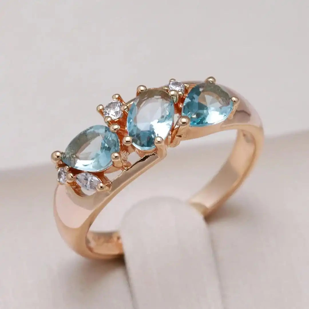 Main shot of the vintage rose gold blue zircon ring