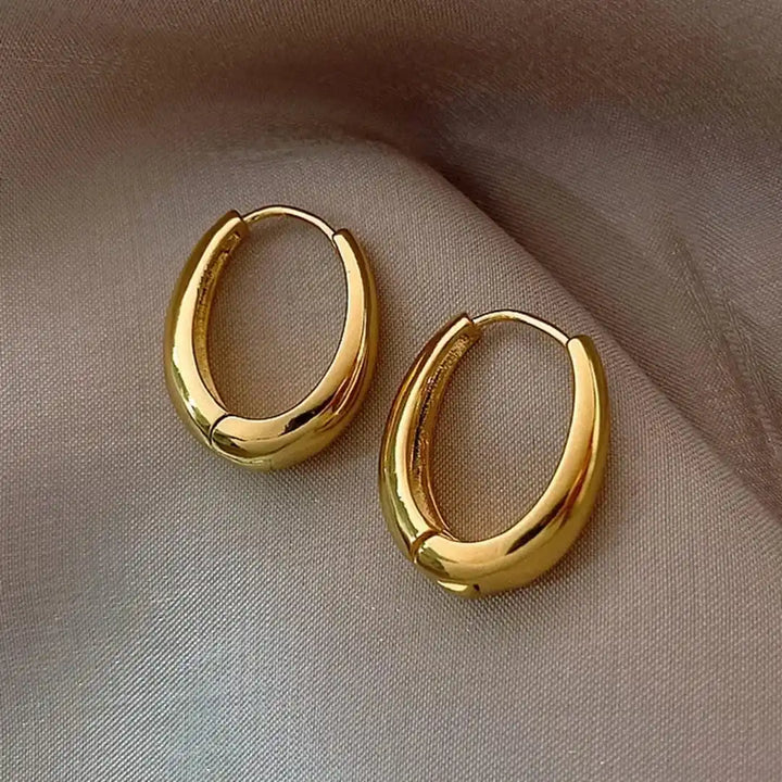 Main shot of the classic gold hoop earrings