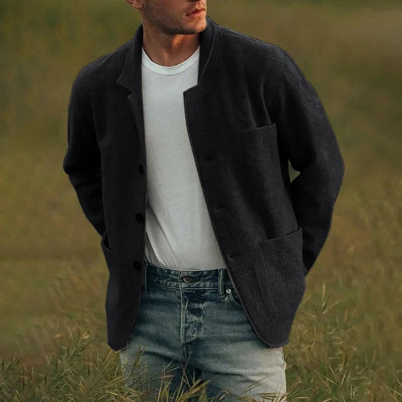 Men Woolen Coat Stand Collar