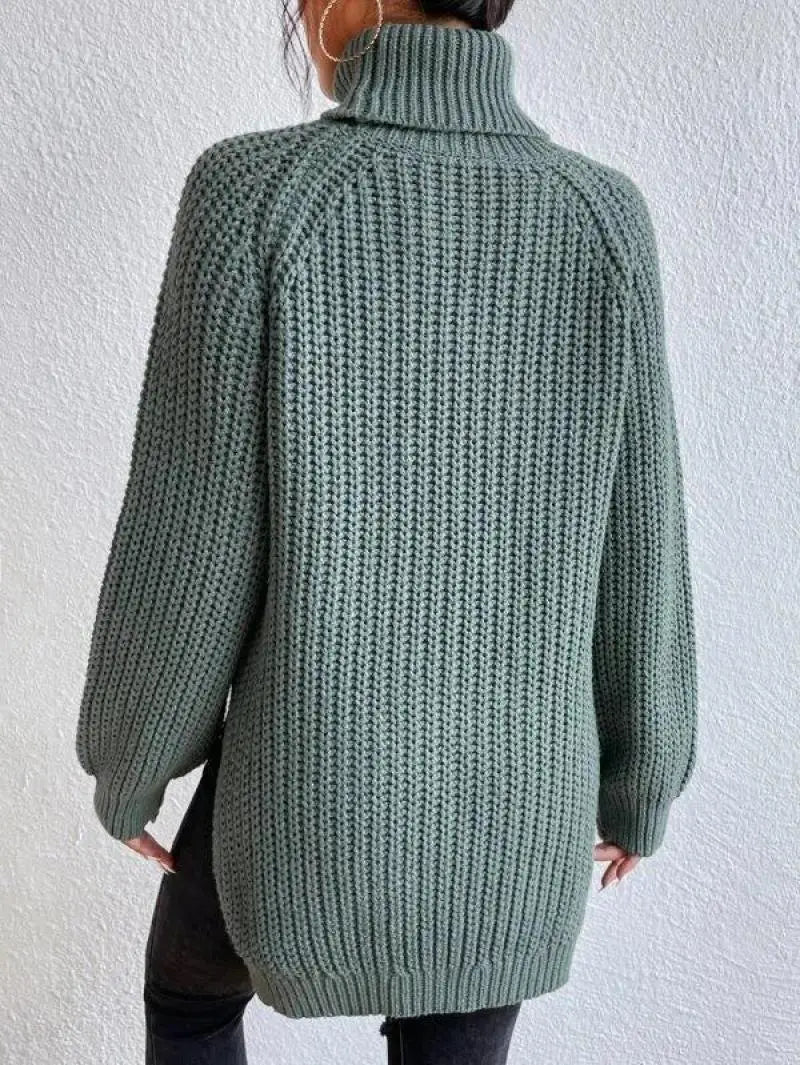 Mia Comfortable Turtleneck Long Sweater — styled view