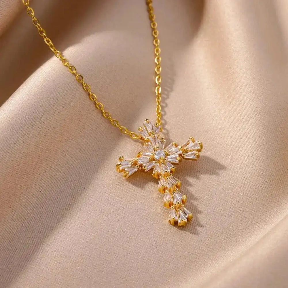Close-up of the cross pendant detail