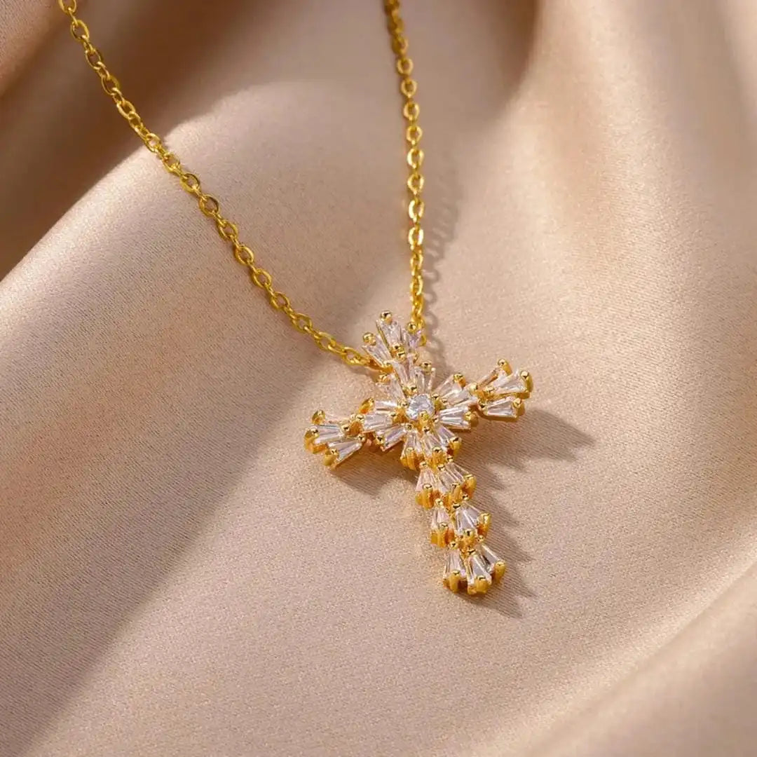 Close-up of the cross pendant detail