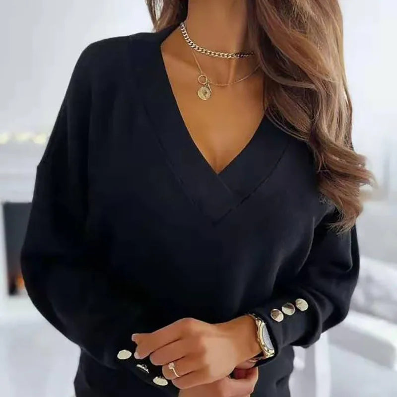 Amelia Stylish V-neck Sweater — back view