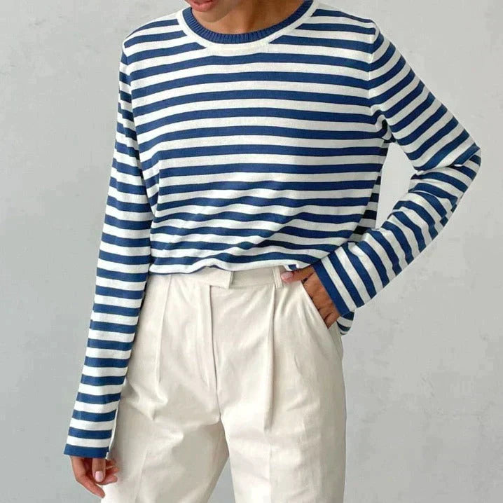 Grace Elegant Striped Shirt — close-up view