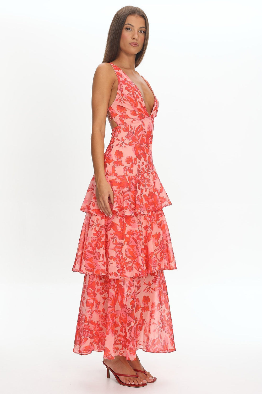 Veda Midi Dress plunge neckline detail