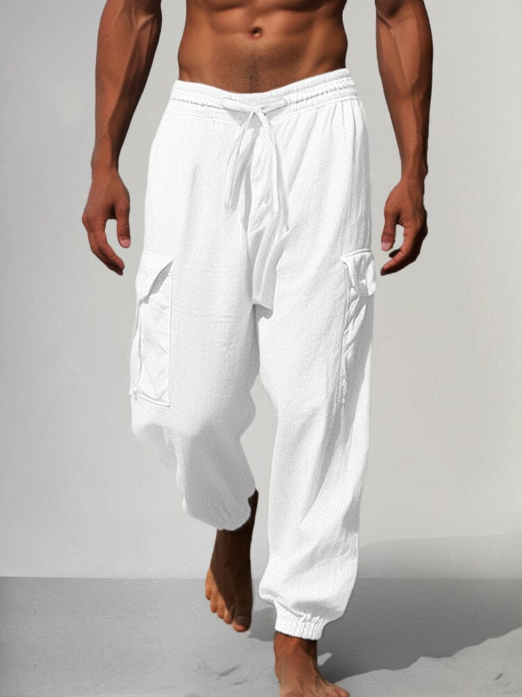 Multi Pockets Cotton Linen Pants