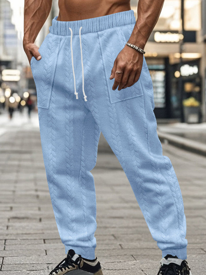Casual Loose Fit Jacquard Jogging Pants