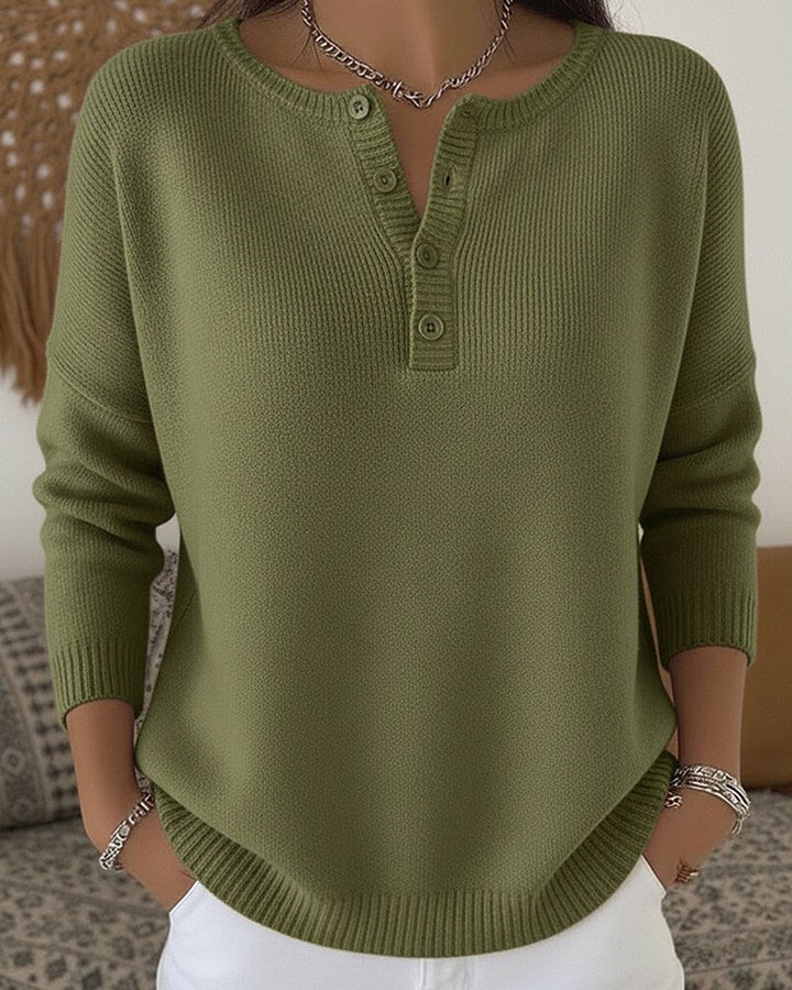 Helena™ | Women's Henley Button Knit Sweater