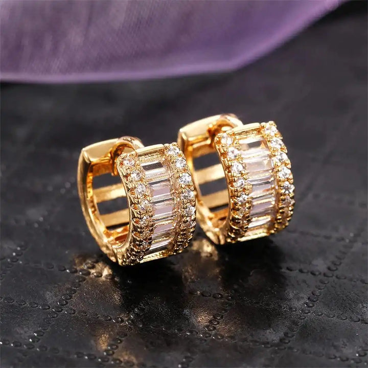 Main shot of the mini zirconia hoop earrings