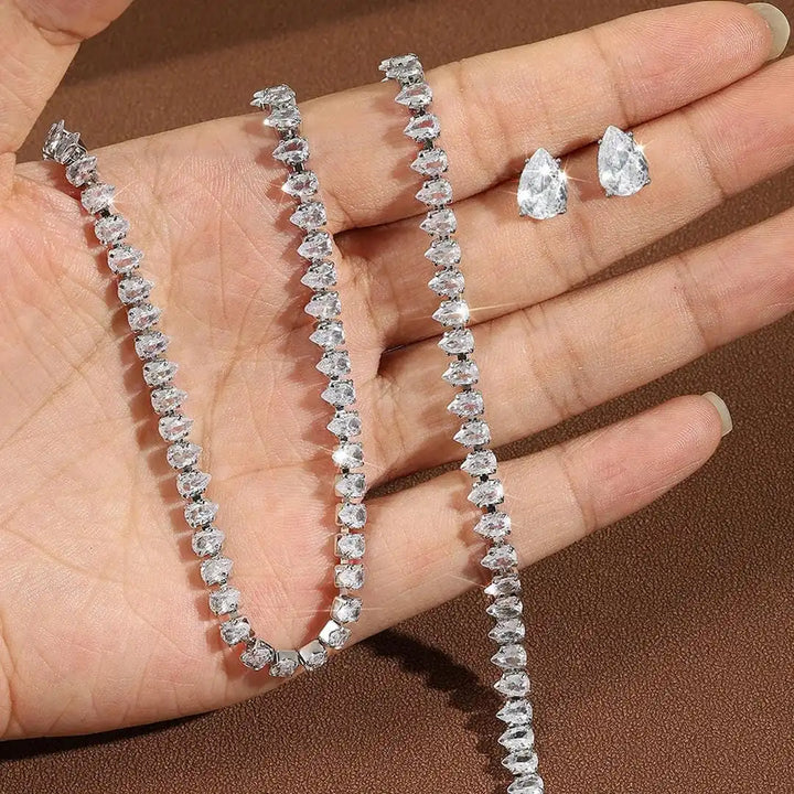 Top-down view of the set on a jewellery tray