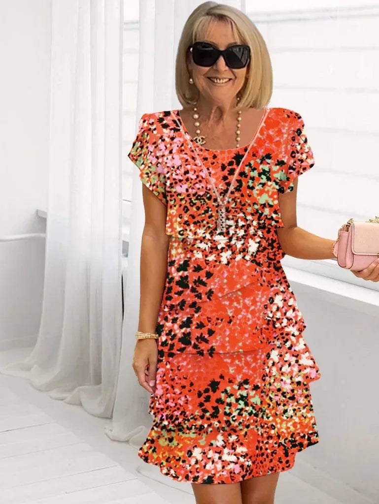 Clarissa Ruffle Layered Midi Dress — front view