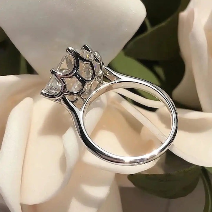 Ring worn on a model's hand