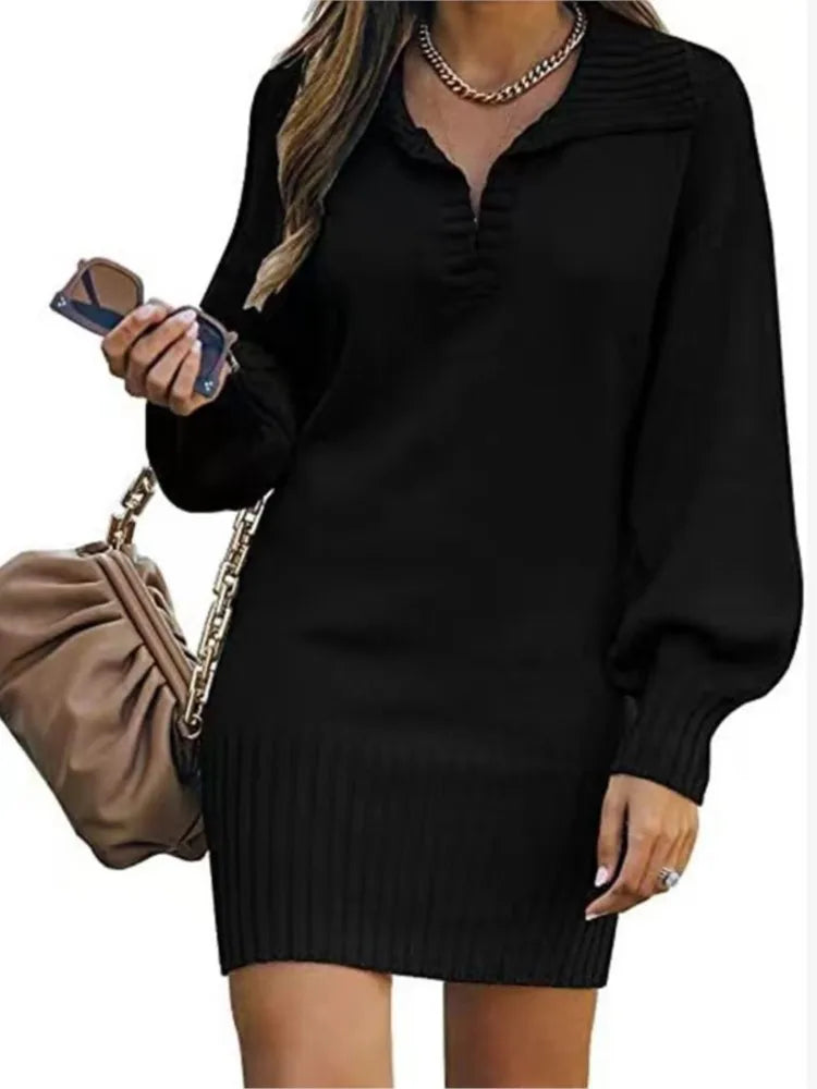 Claire elegant winter dress – front full-length view women's style