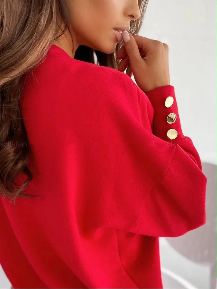 Amelia Stylish V-neck Sweater — styled view