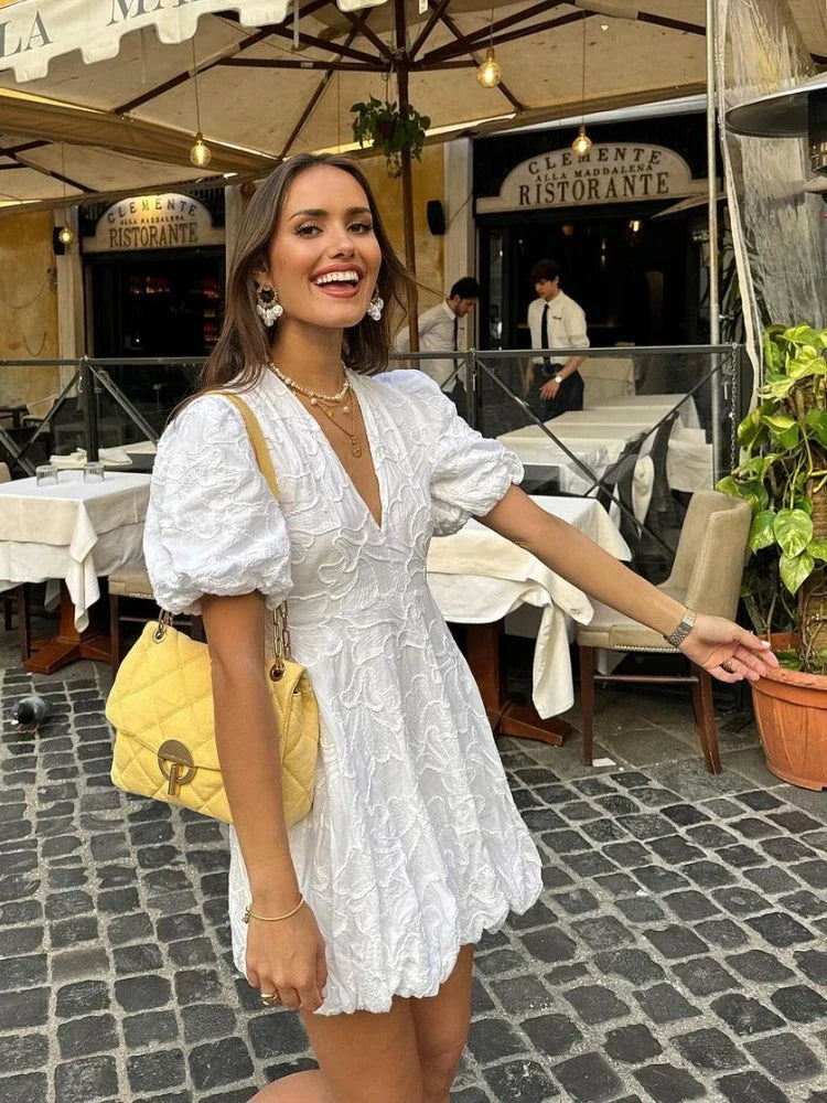 ARIA | Puff Mini Dress — women's dresses, front view