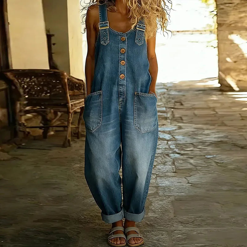 Saylor Denim Overalls — back view