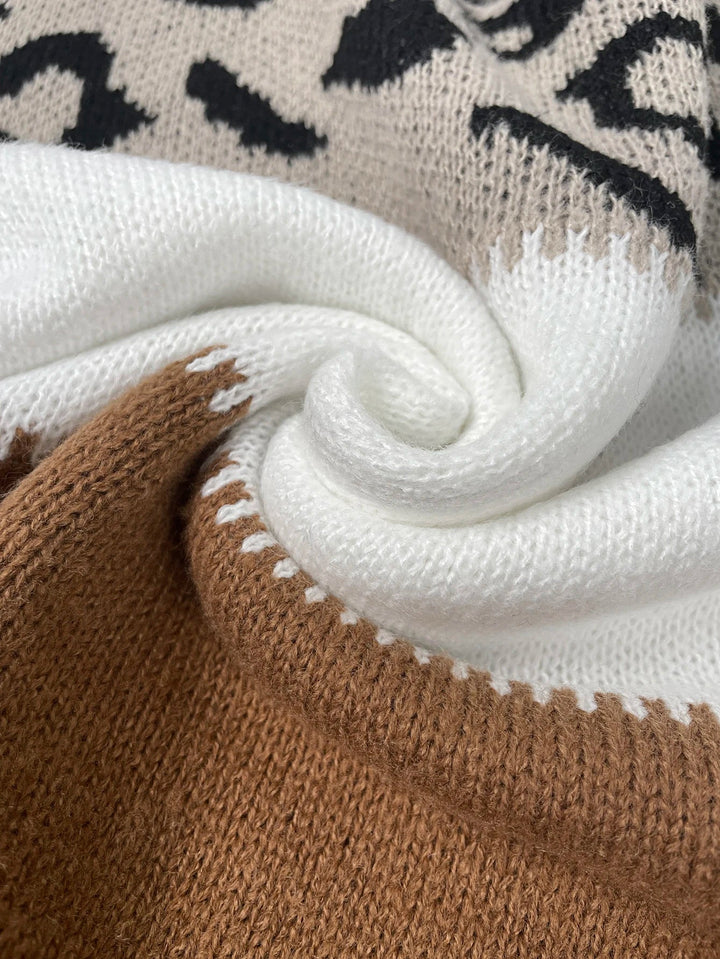 Penelope Stylish Leopard Print Sweater — close-up view