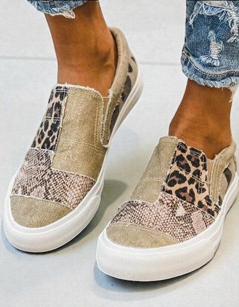 Quinny Leopard Print Canvas Shoes — side view