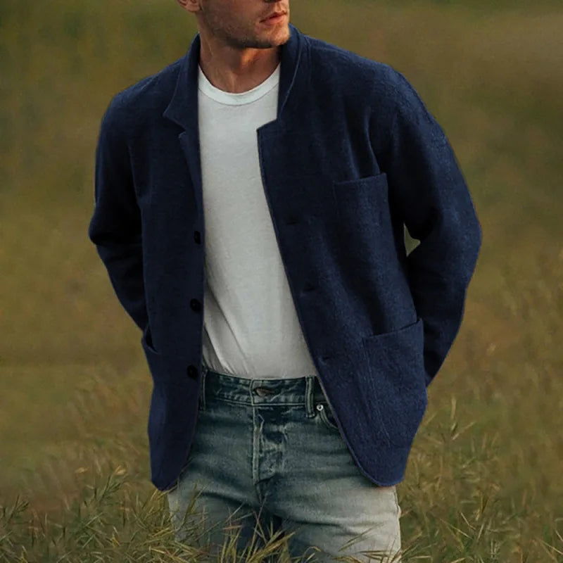 Men Woolen Coat Stand Collar