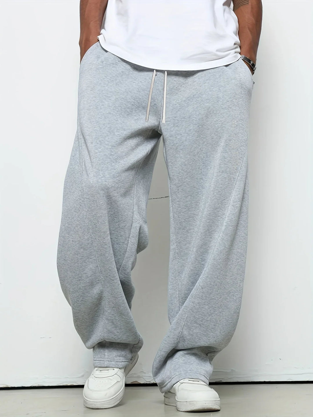 pants elastic drawstring waist loose straight casual