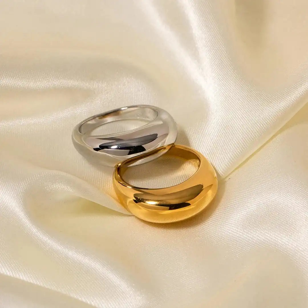 Ring worn on a model's hand