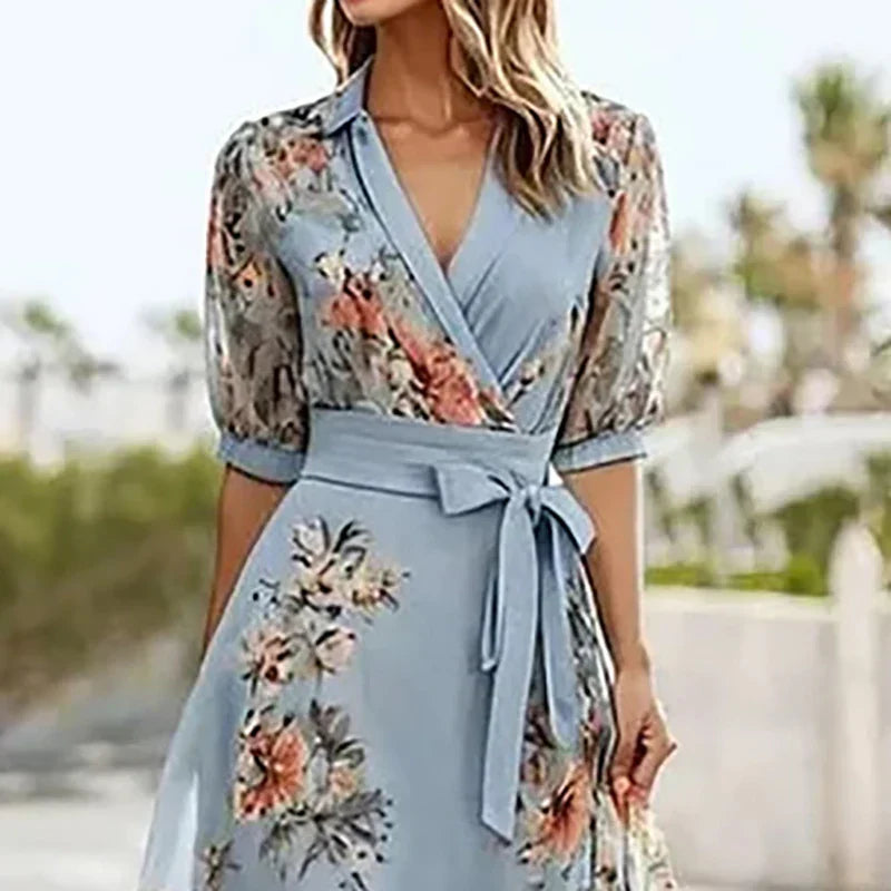 Vanessa - Boho Maxi Dress with V-neck and Bow — side view