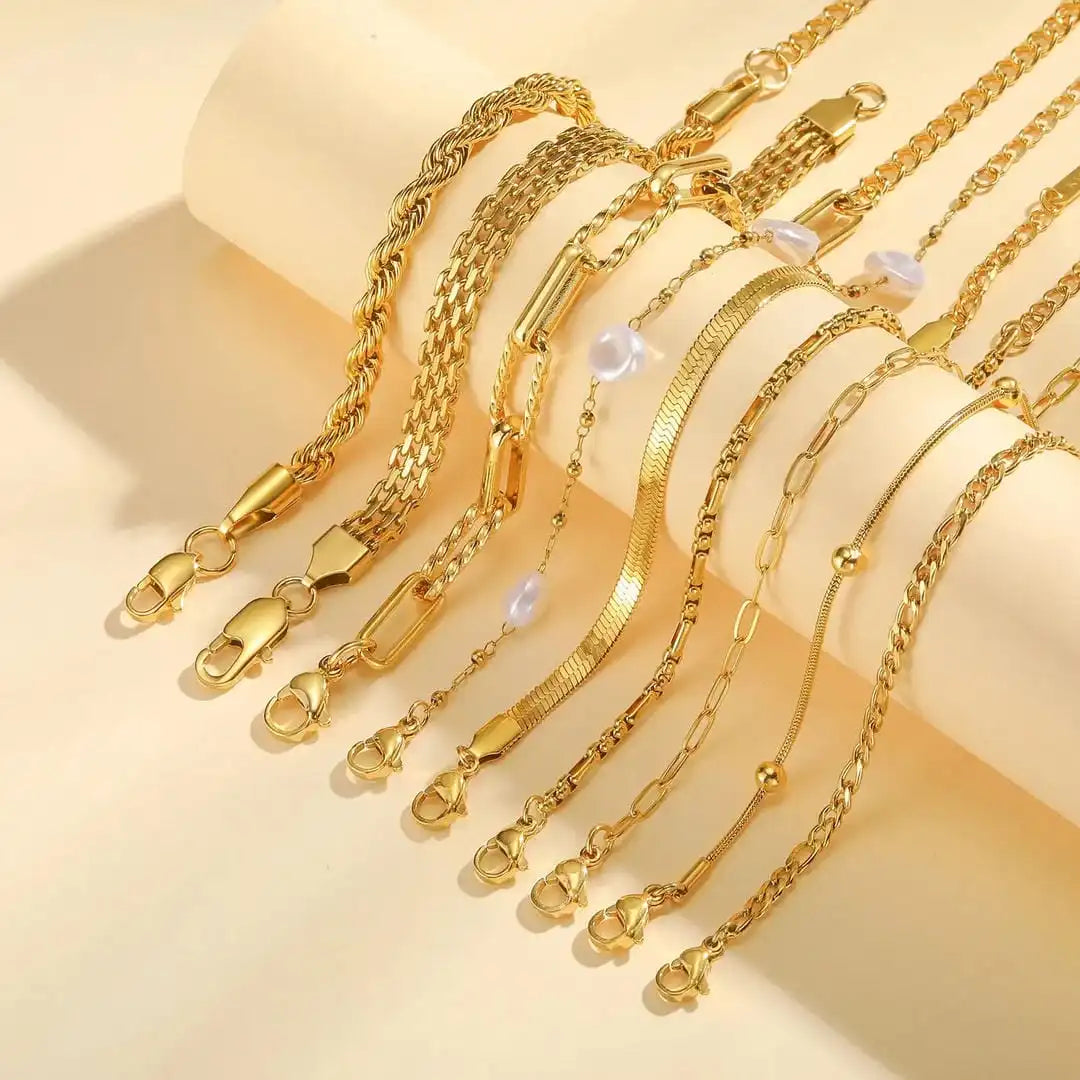 Bracelet laid flat showing the full chain