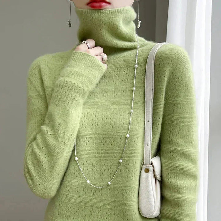Aria Soft Premium Turtleneck Sweater — styled view